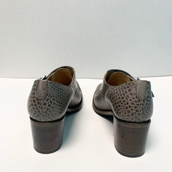 THE OFF OF ANGELA SCOTT Navy Double Monk Strap Leather Sz 40 / 9.5 US Shoes - Picture 5 of 11